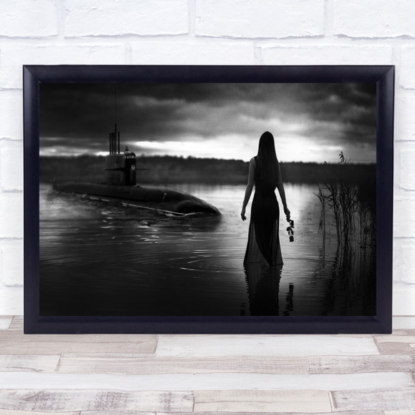 Submarine Military Boat Sub Woman dress Wall Art Print