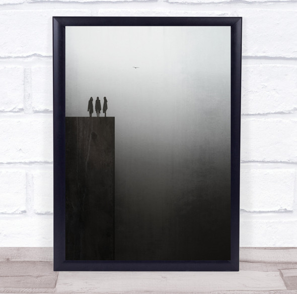 Three Silhouette Grunge Figures Trinity Wall Art Print