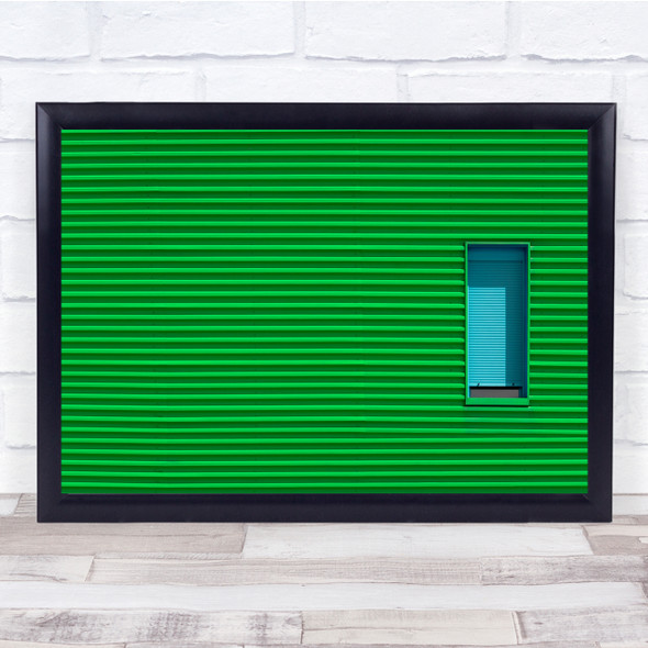 Window Lines Green Blue Abstract Facade Wall Art Print