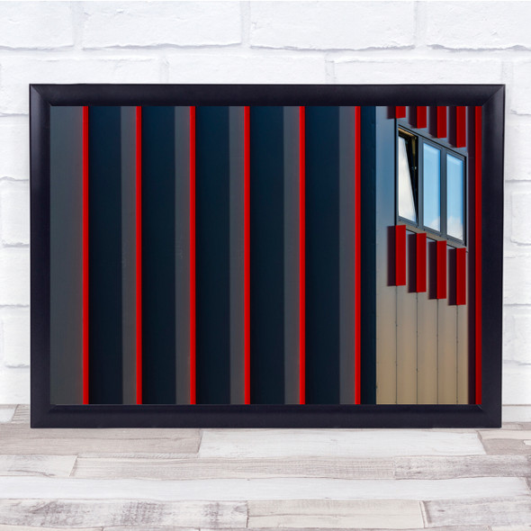 abstract red architecture windows grey Wall Art Print