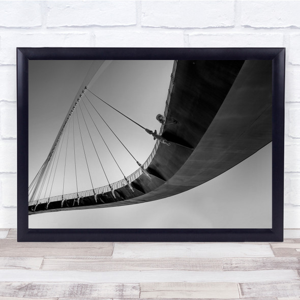 Black White Suspended Bridge Structure Wall Art Print