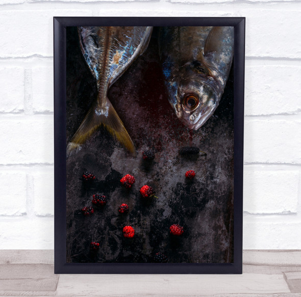 Blood Stains fish berries Sealife food Wall Art Print