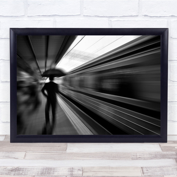 Blurred train station platform waiting Wall Art Print