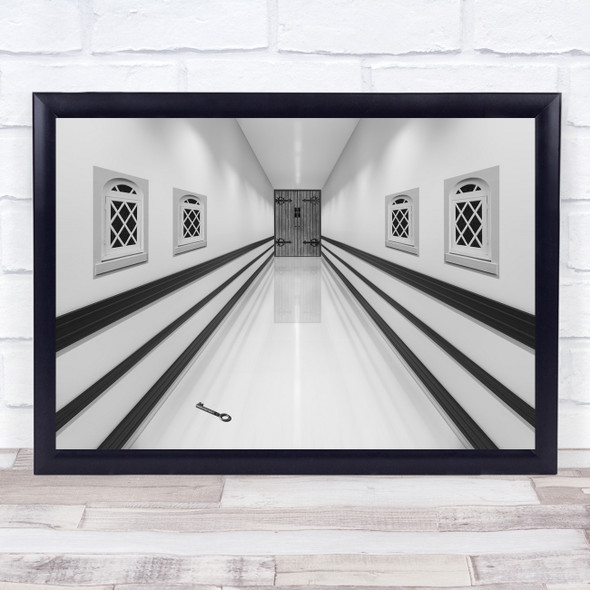 Dropped Key White hallway Windows Door Wall Art Print