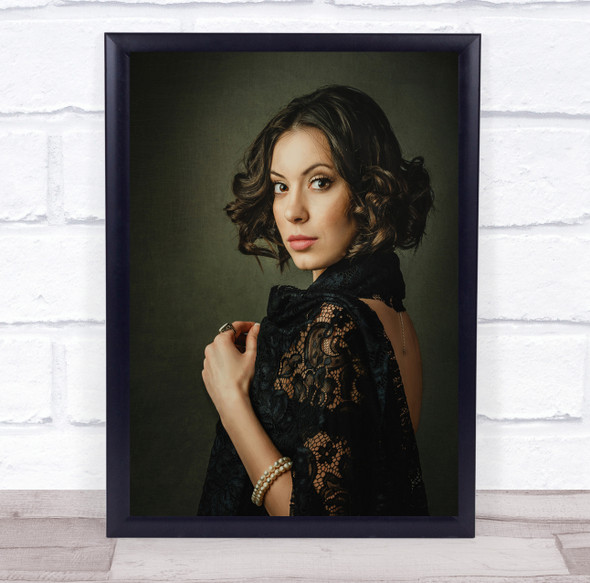 Lady In lace Black woman pose bracelet Wall Art Print