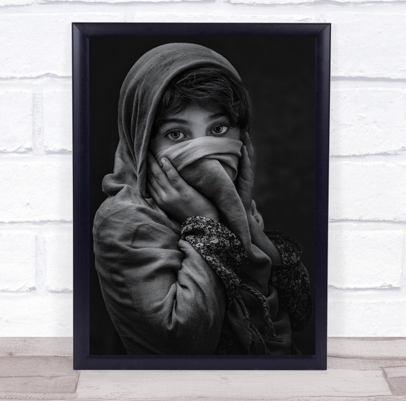 Look Fear scarf over face person stare Wall Art Print