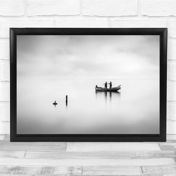 Minimal Zen Calm Boat Fishing Seascape Wall Art Print