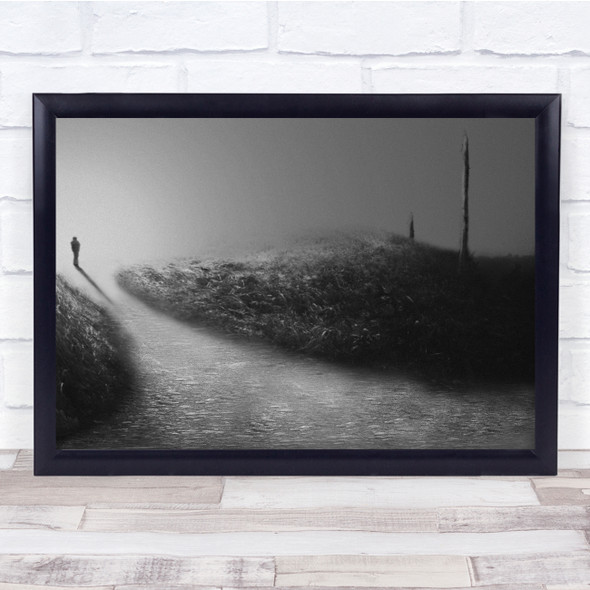 Mood Fog Shadow One Person Black White Wall Art Print