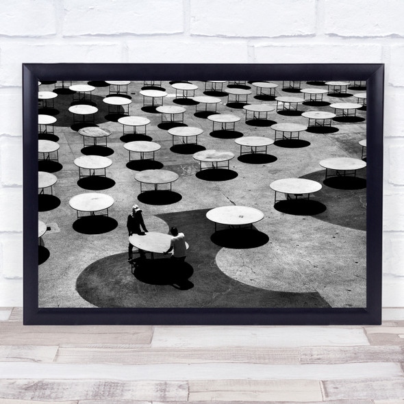 Multiple circular Tables shadow people Wall Art Print