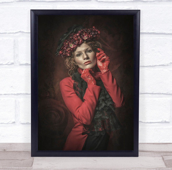 Portrait Fine Art Painting Lady In Red Wall Art Print