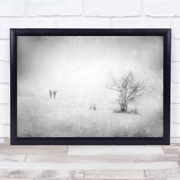 Snow In The Park tree people landscape Wall Art Print