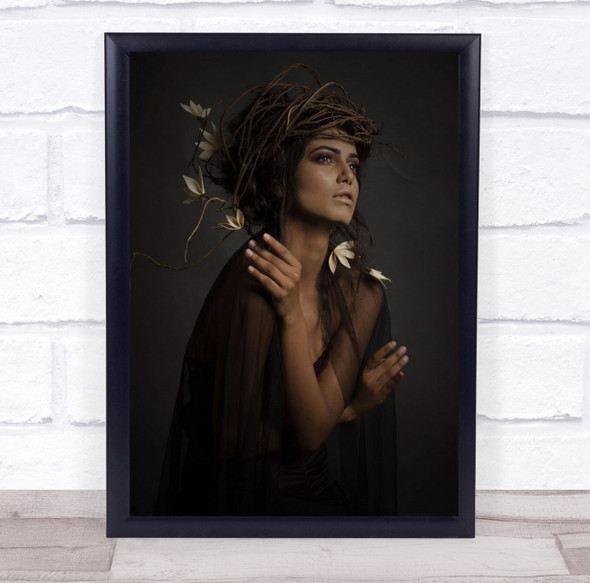 woman with nest crown see through robe Wall Art Print