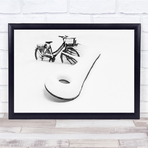 Abstract Bike winter snow storm white Wall Art Print