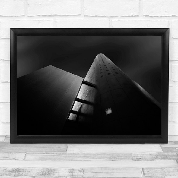 Architecture Tower Dark Black & White Wall Art Print