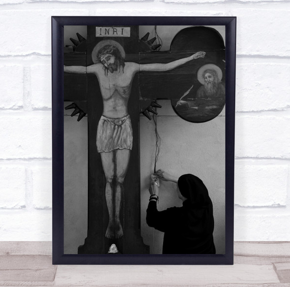 Connection Cross Christ Icon Religion Wall Art Print