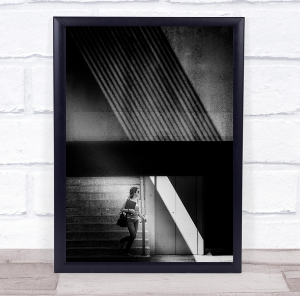 I Walk The Line woman stairs diagonal Wall Art Print