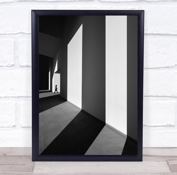 shadow stripes on wall person walking Wall Art Print