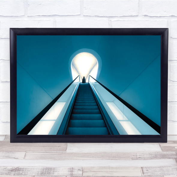 Stair Person Blue Escalator Landscape Wall Art Print