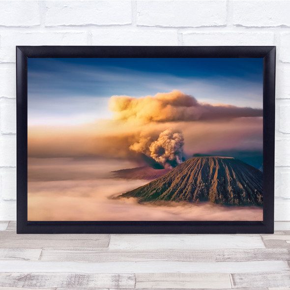 Volcano Clouds Sky Pastel sunset blue Wall Art Print