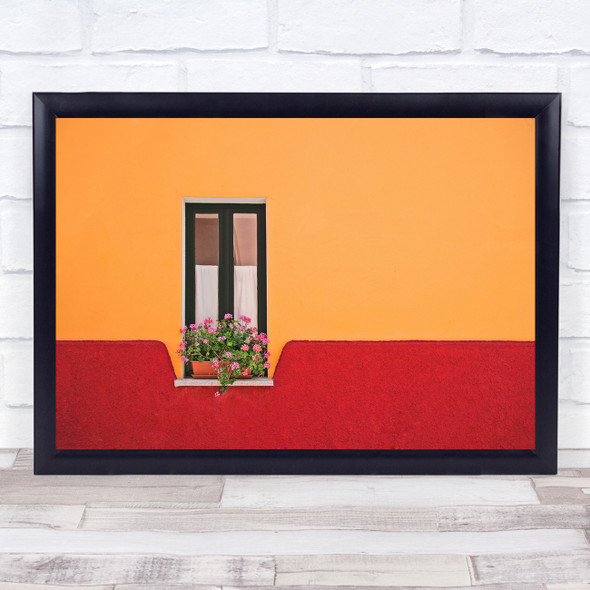 Window Flower orange and red building Wall Art Print