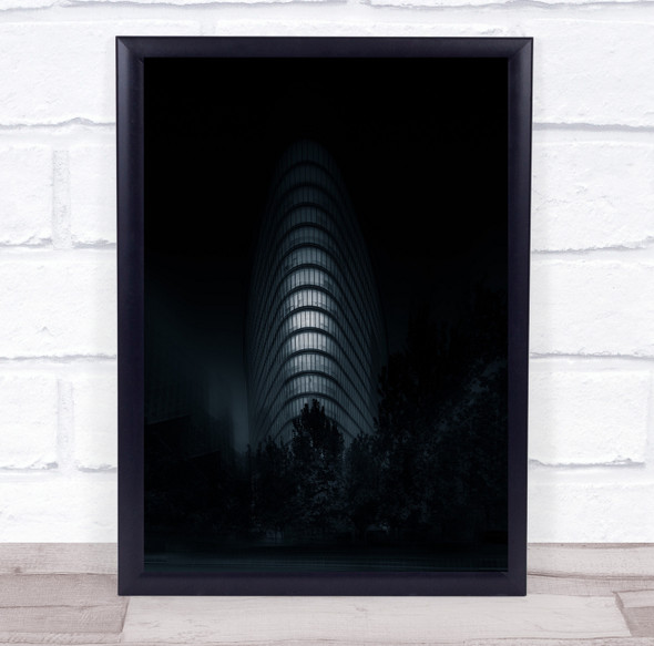 A Man Meditation building dark curve Wall Art Print