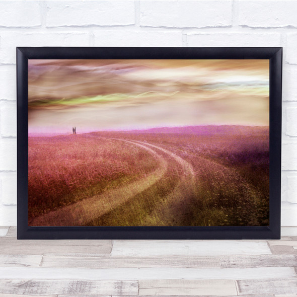 Abstract Road People Pink Sky Blurry Wall Art Print