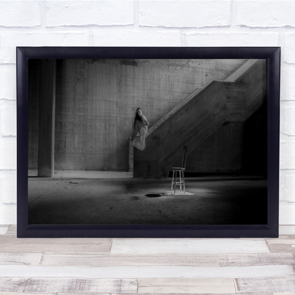 Empty Chair stair case woman surreal Wall Art Print