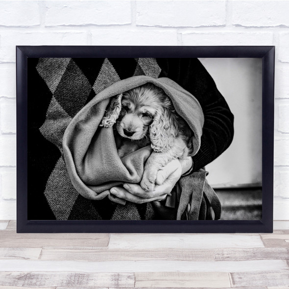 Friendship Puppy Dog Blanket Holding Wall Art Print