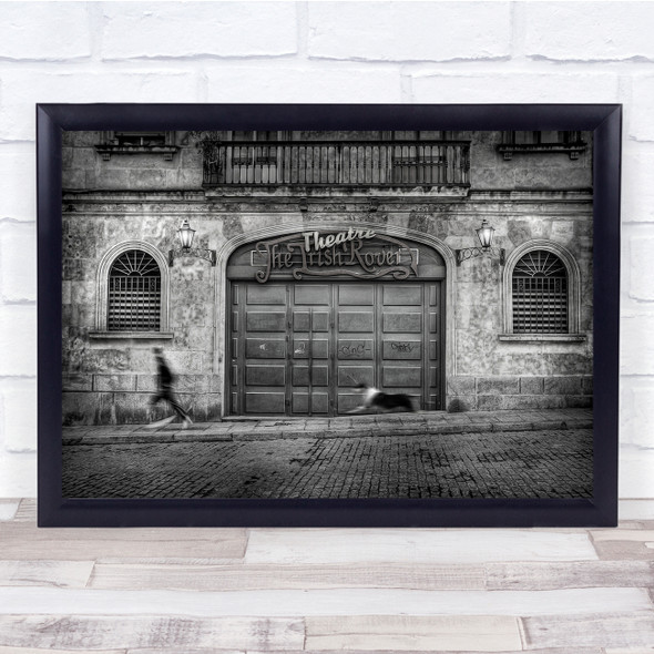 Hunting dog man run building theatre Wall Art Print