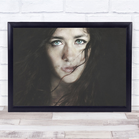 Portrait Beauty Blue Eyes Hair Model Wall Art Print