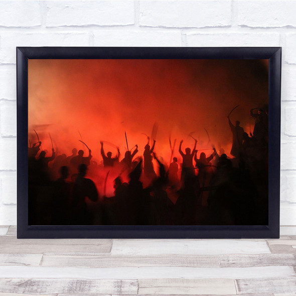 Sunny Night people partying red dark Wall Art Print