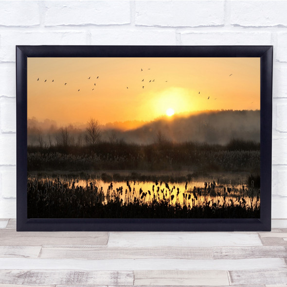 Sunrise Birds Swamp Landscape Poland Wall Art Print