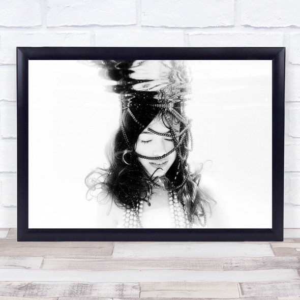 Underwater Love Woman smile peaceful Wall Art Print