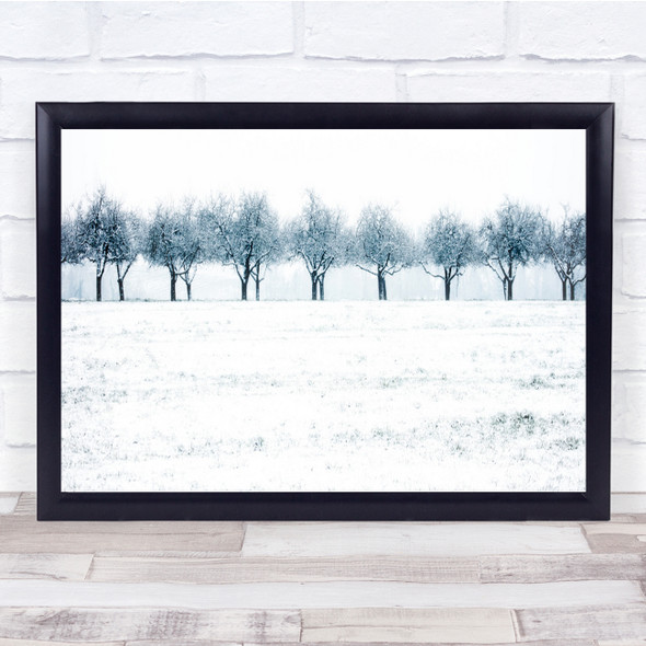 Winter Snow Trees Row White High-Key Wall Art Print