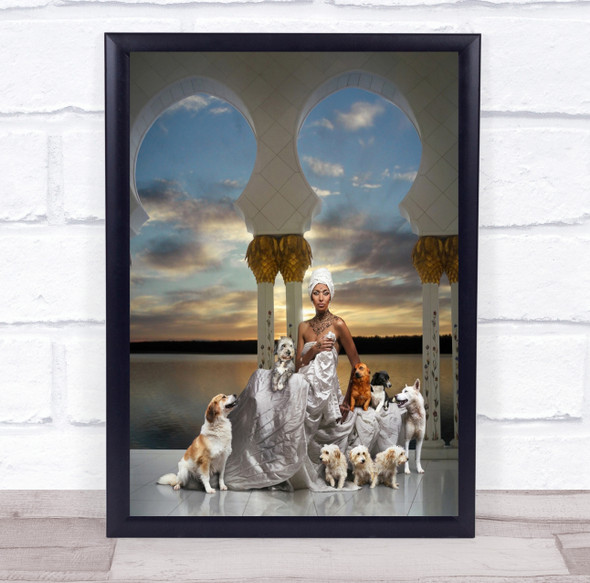 Dogs majestic woman temple building Wall Art Print