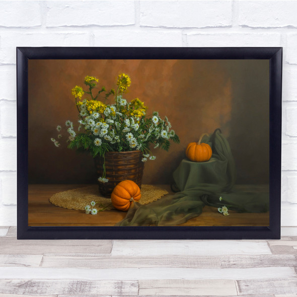 Flower Squash Pumpkins Vase Flowers Wall Art Print