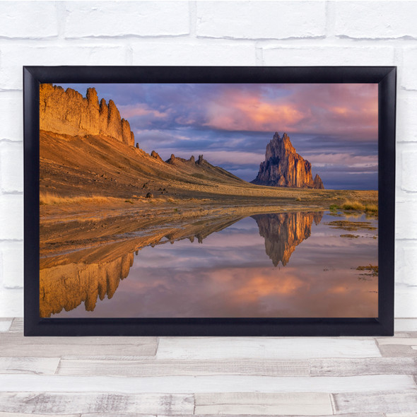 Landscape Mountains Shiprock sunset Wall Art Print