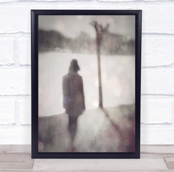 Meditation blurry woman tree shadow Wall Art Print