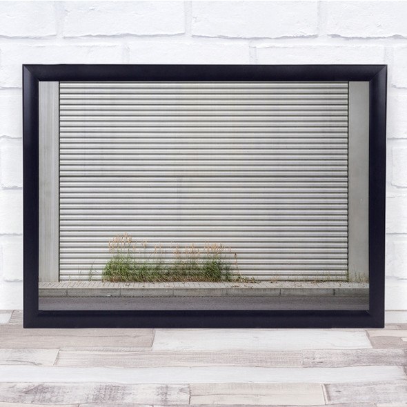 Minimal Window Shrubs Grey Shutters Wall Art Print