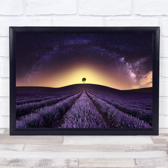 Panorama Alone Purple sunrise field Wall Art Print