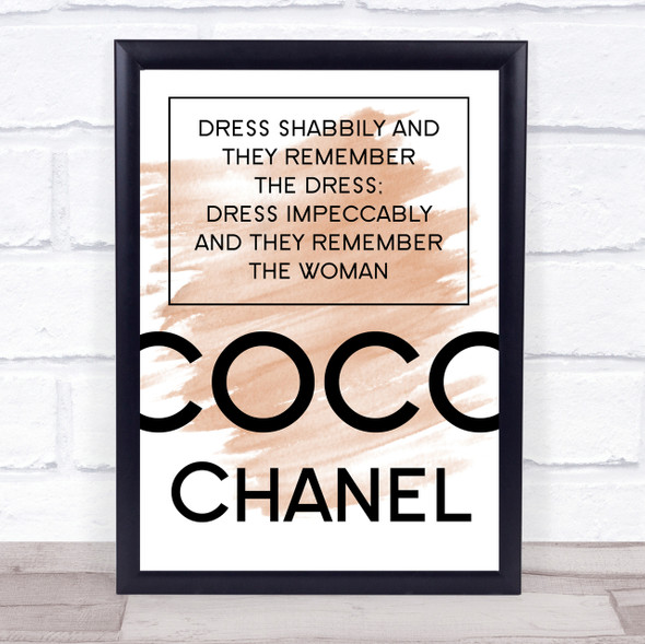 Watercolour Coco Chanel Dress Impeccably Quote Print