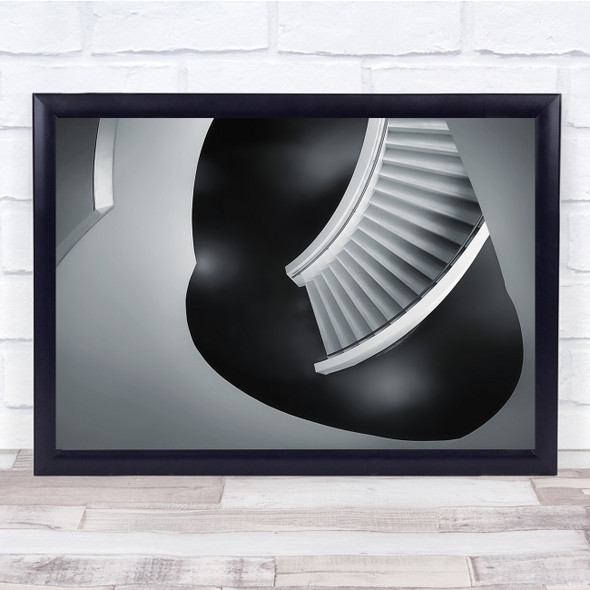 Stair On Floor Black White Abstract Wall Art Print