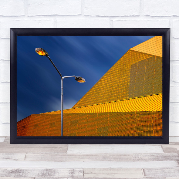 Yellow Geometric building lamp post Wall Art Print