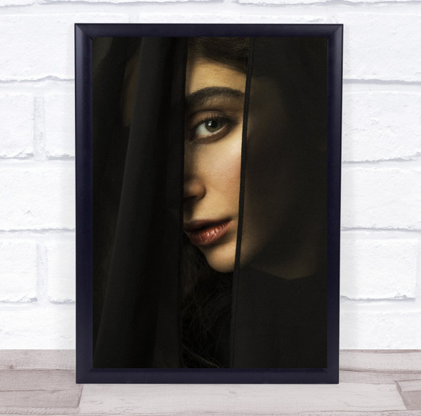 Elahe woman eye through veil stare Wall Art Print