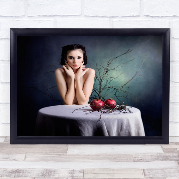 Forbiden Fruit Woman at table Pose Wall Art Print