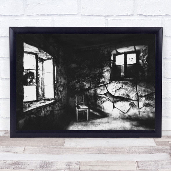 Gas masks eerie wall chair cracked Wall Art Print