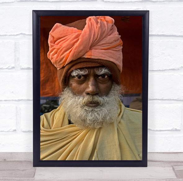 Old Eyes man with beard and turban Wall Art Print