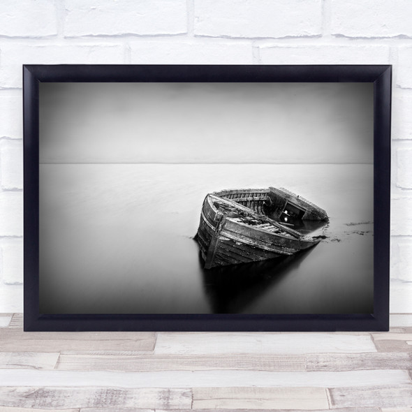 Abandoned destroyed boat close up Wall Art Print