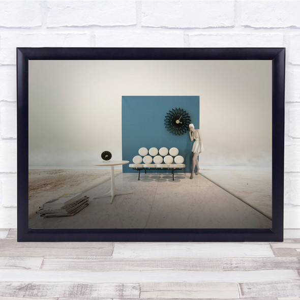 Blue Square Concept Abstract Time Wall Art Print