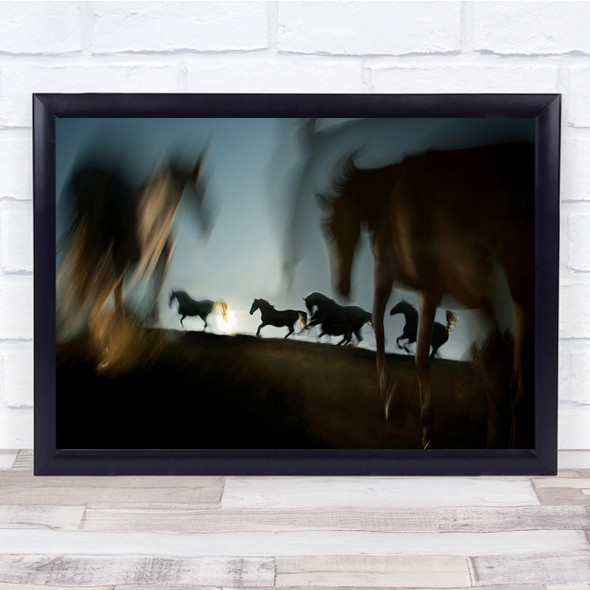 Blurry Horses Field Long Exposure Wall Art Print